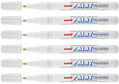Uni-Paint 63713 PX-21 Oil-Based Permanent Marker, Fine Line, White, 6-Pack