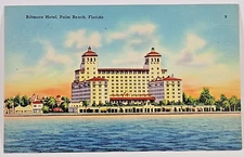 Biltmore Hotel Palm Beach Florida Linen Postcard 67758 Eli Witt Tobacco Co