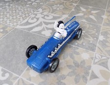 Cast Iron " MICHELIN MAN In Blue Racing Car Hubley 1934 " 10 inches long