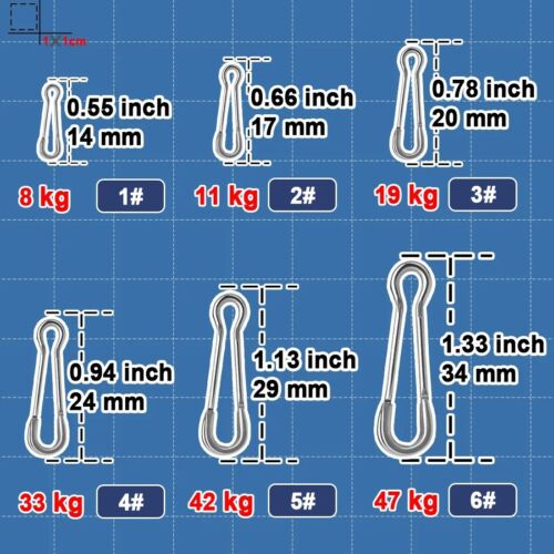 Fishing Snap Connector Hawaii Snap Stainless Steel Fishing Carabiner Quick Chang - Picture 2 of 13