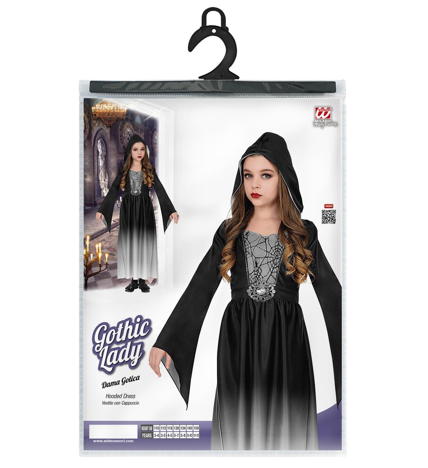 Mittelalter Vampir Kostüm Für Mädchen - Gotisches Kleid Mit Vampirzähnen & Kunstblut Set