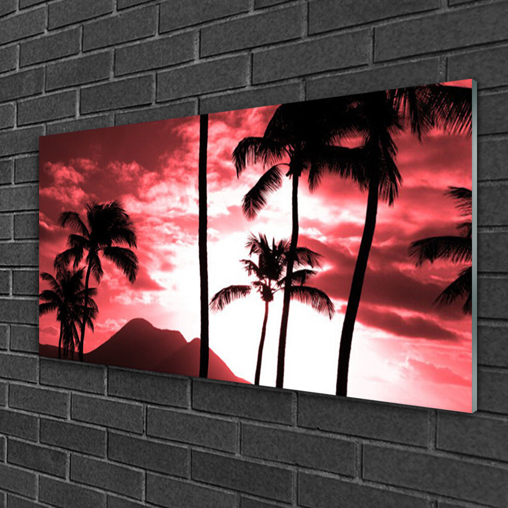 Tableau sur verre haut de gamme impression panoramique paysage montagne et palmiers