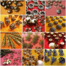Antiqued Brass Bronze Filigree Wrap Bead Caps Vintage Bohemian Style 8mm - 42mm