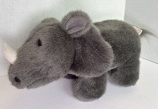 Dakin 1993 Grey Rhinoceros Rhino with White Horn plush stuffed animal