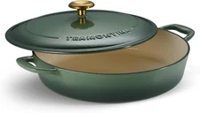 Tramontina Enameled Cast Iron Braiser Pan with Lid, 4-Quart, Cactus