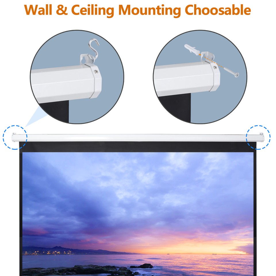 1. Pull Screen Screens Manual 100-INCH 16:10 Manual Pull Down Projector Screen 4K / 8K ...