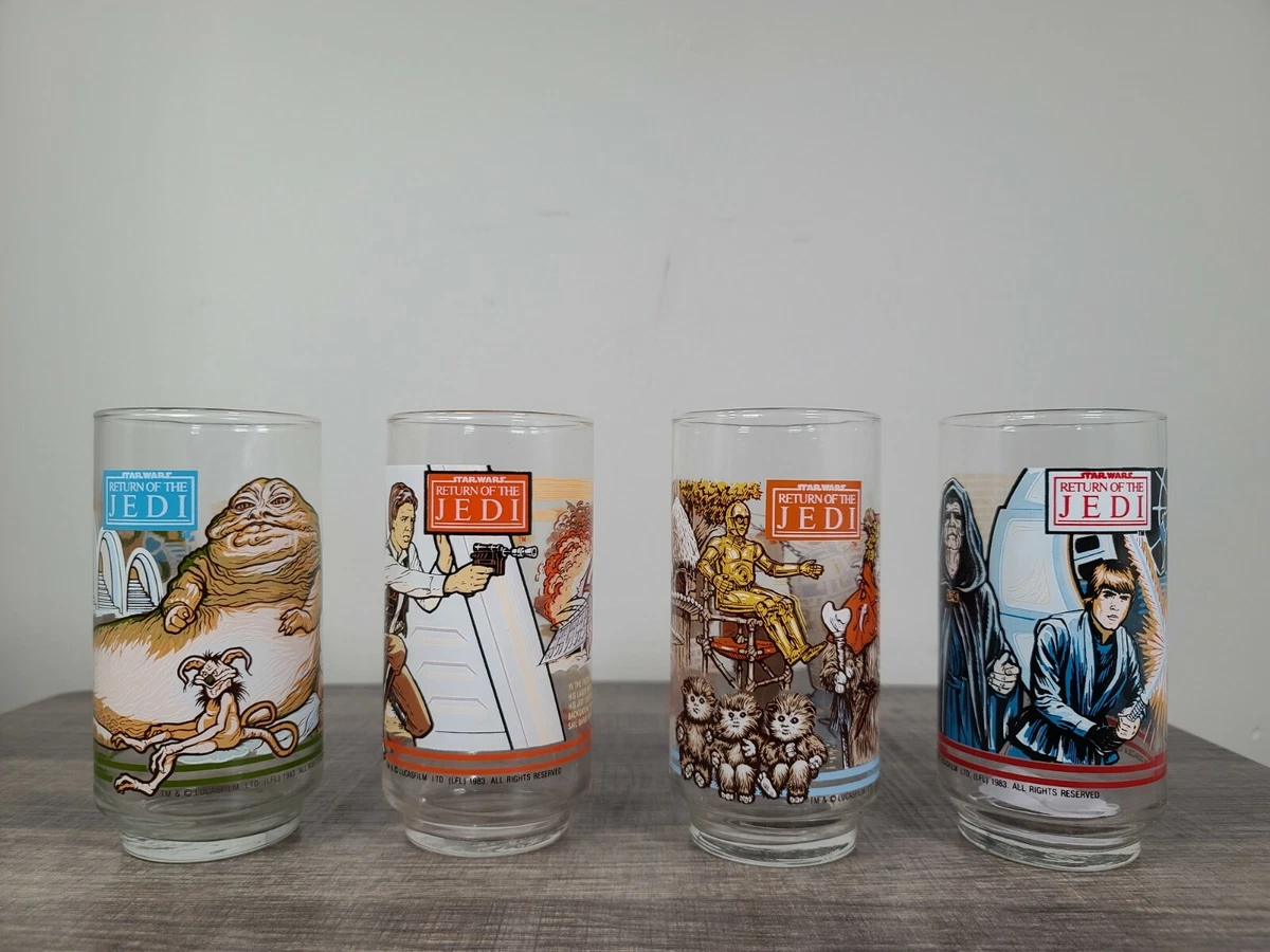 Vintage 1983 Burger King Return Of The Jedi Collectible Drinking Glass set