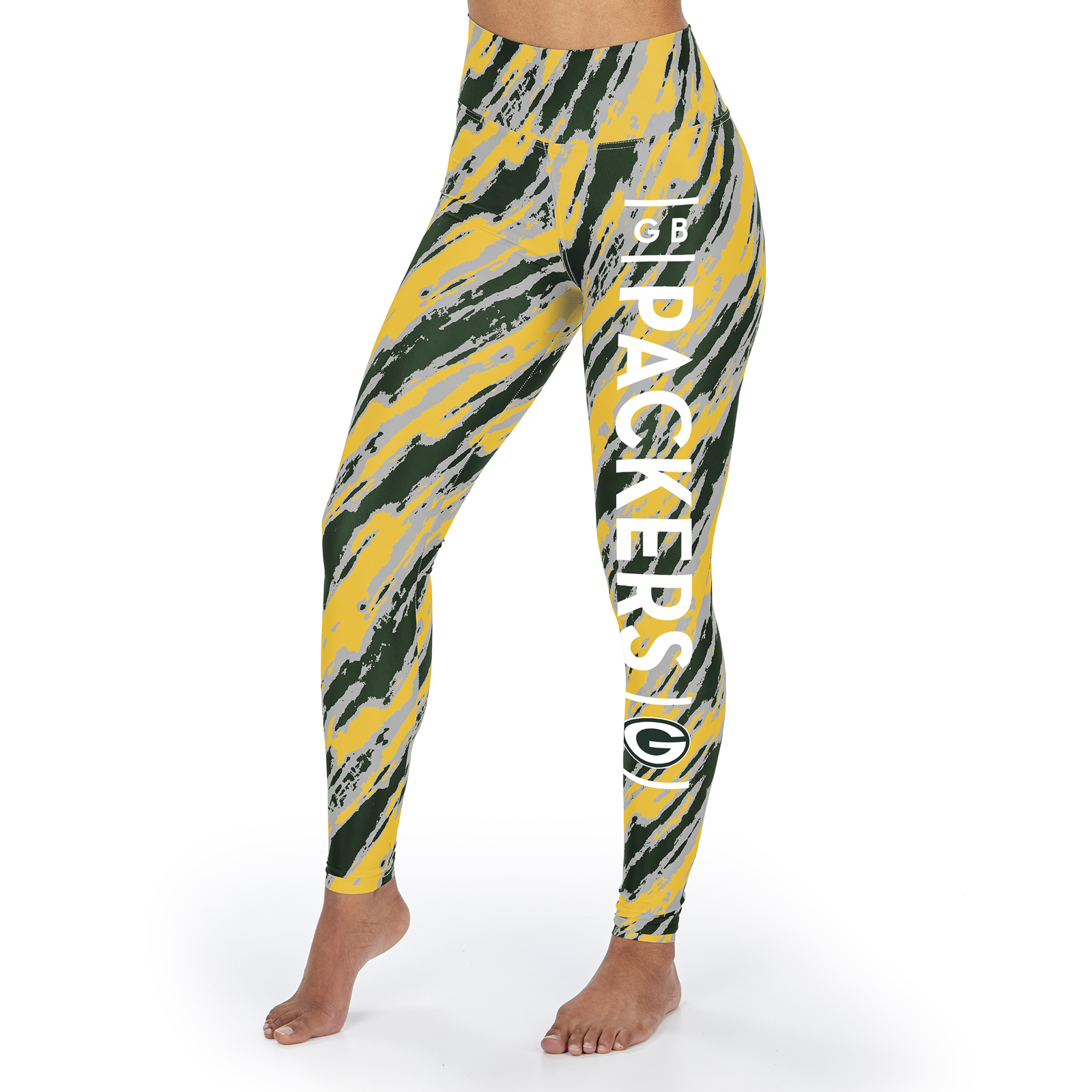 Женские леггинсы Zubaz NFL Green Bay Packers с диагональной полосой