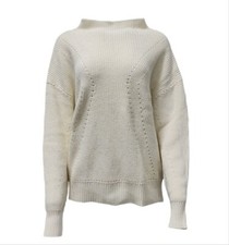 HoodLamb Women's Cream Pointelle Hemp Soft Sweater 420 NWT
