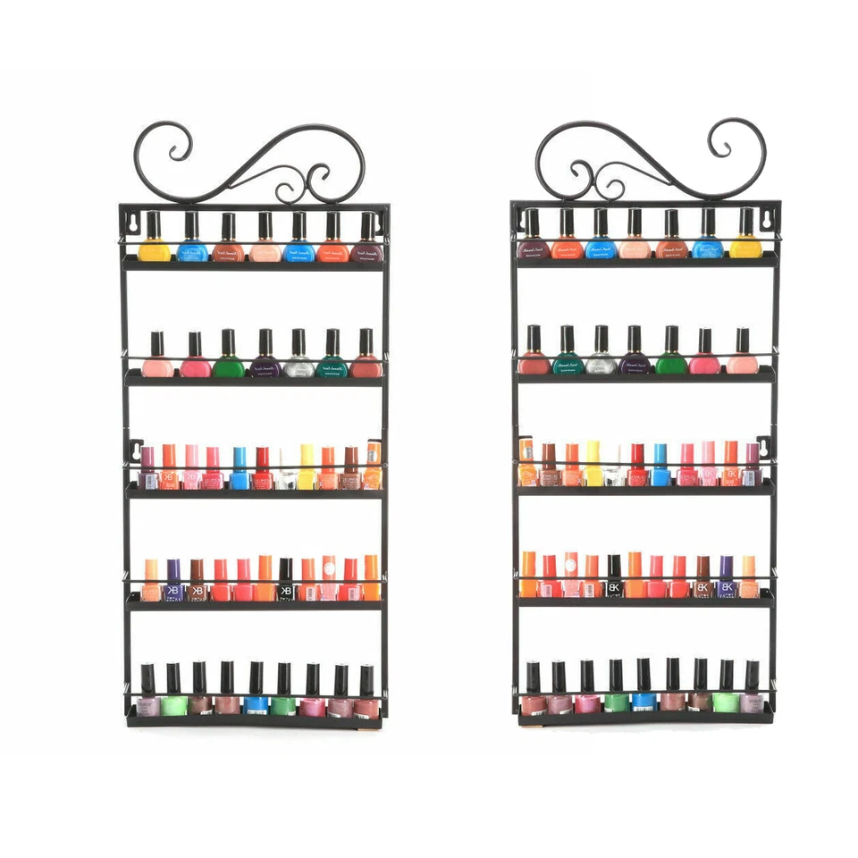 Soporte organizador de exhibición montado en la pared para esmalte de uñas de metal de 5 niveles izquierda/derecha Foto 4 de 4