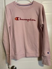Champion Sweatshirt Pink Crew Neck Long Sleeve Soft Fleece Women's Size S