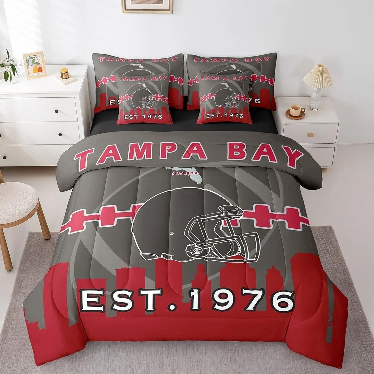 Tampa Bay Buccaneers Queen Comforter Bedding Set Football