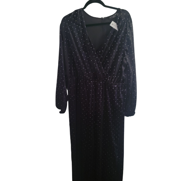 Lane Bryant 18/20 Velvet Wrap Dress Gold Dot Party Plus Size Holiday #4203