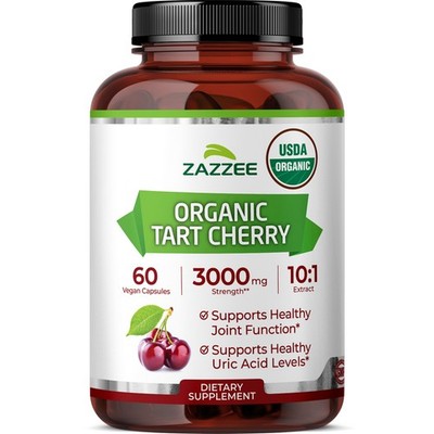 Zazzee USDA Organic Tart Cherry 10:1 Extract, 60 Vegan Capsules, 2 Month Supply