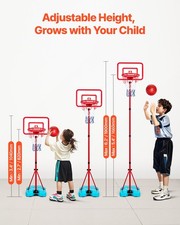 Kids Basketball Hoop, Height Adjustable, Portable Basketball Court with Fi