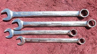 SNAP ON EXCELLENT! 14 15 18 AND 19MM 4 PIECE METRIC COMBINATION WRENCH SET!