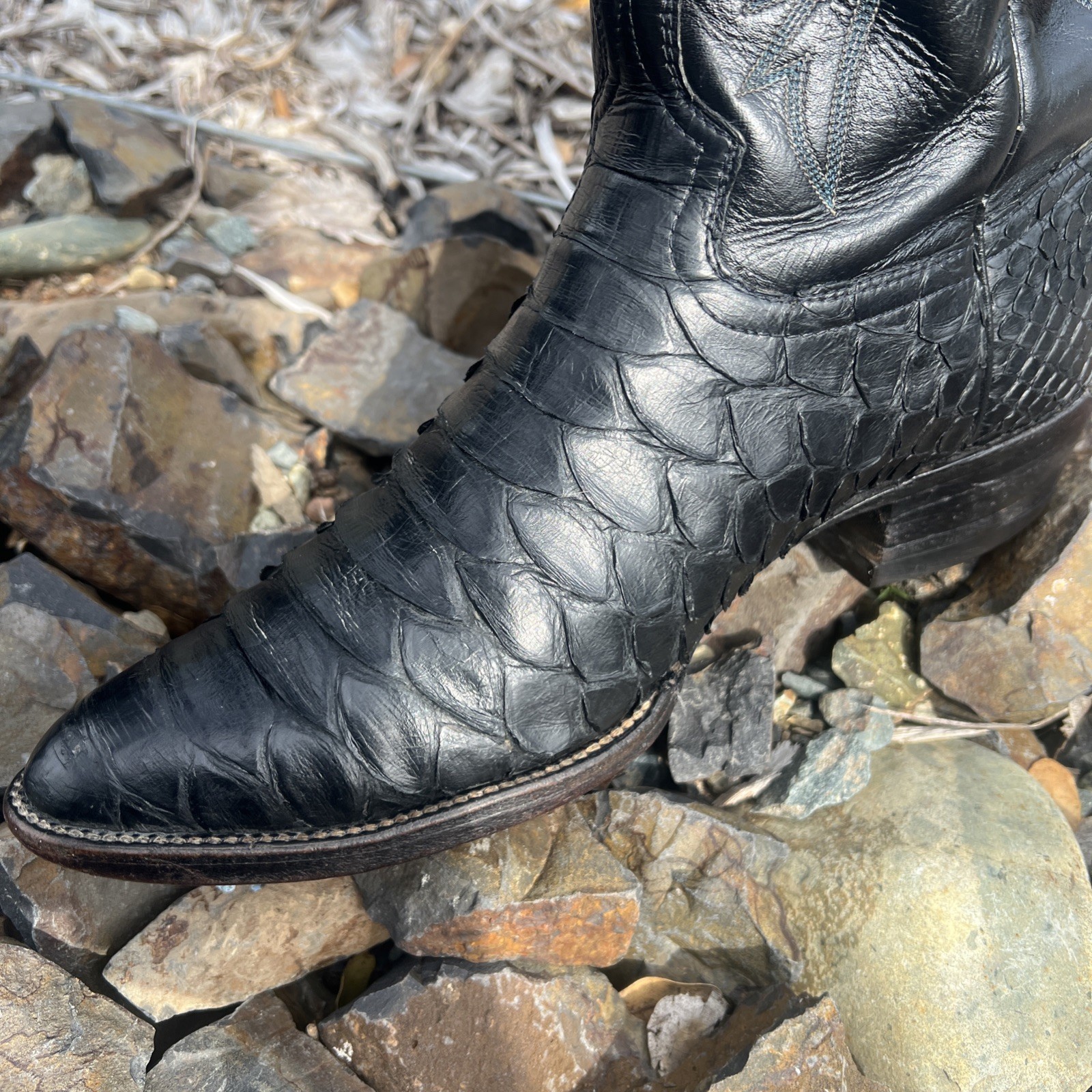 Dan Post Black Python Snakeskin Boots 11 D Wester… - image 7