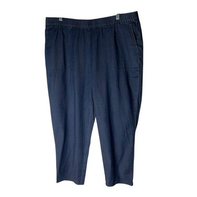 J Jason Wu Tencel Pull-On Tapered Crop Pants A493531 Blue Size