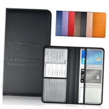 Car Registration and Insurance Holder with Magnetic Closure for Glove Box Black