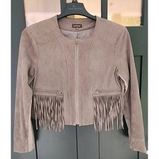 Vintage 60's Brown Suede Western Fringe Biker Jacket Women Size Medium