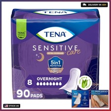 Sensitive Care Incontinence Pads, Overnight Absorbency, Extra Coverage, 90 Count