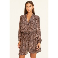 Fate Rose Faux Wrap Dress Sz Medium Pink Leopard Animal Print