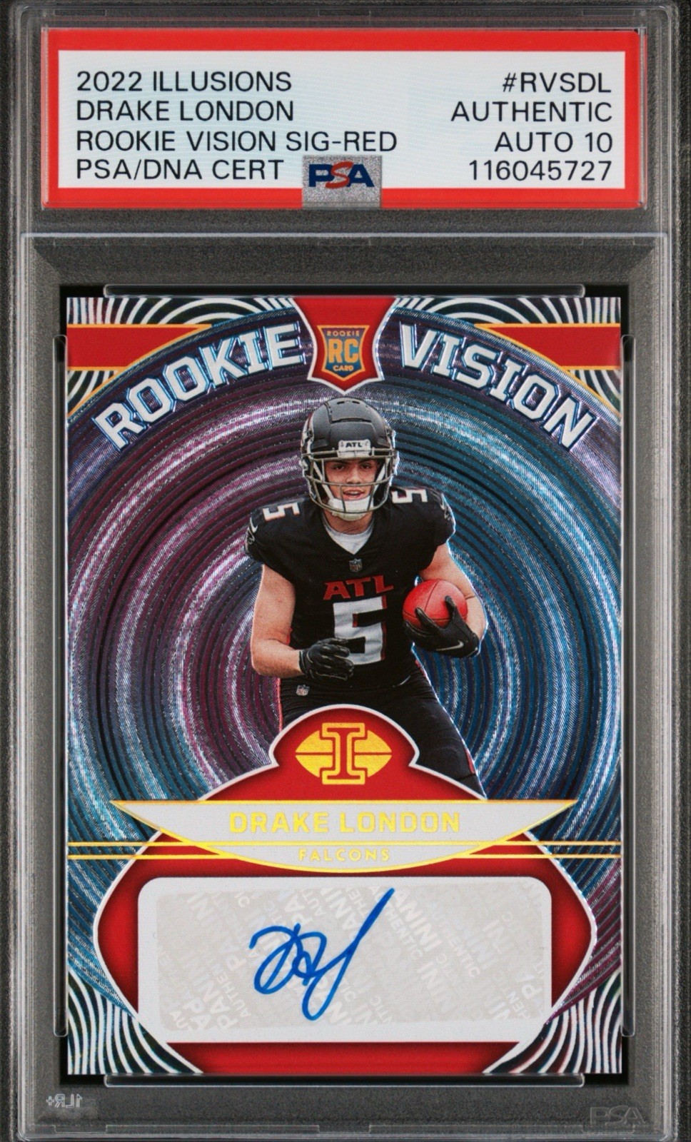 Drake London Panini Illusions Rookie Vision Signatures #RVSDL Red