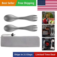 Titanium 2 in 1 Fork and Spoon Combo 2-Pack Ultra Lightweight Camping Utensil...
