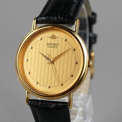 SEIKO 1993 Vintage 7N01-8A10 Men's Watch Gold 34mm New Battery New
