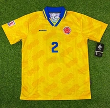 Colombia Camisa Amarilla de Replica de Futbol Retro, 1994 T Americano Sz L