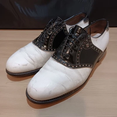 Vintage Footjoy Classics Golf Shoes Black & White Saddle Size 10 D Worn - Image 1 of 4