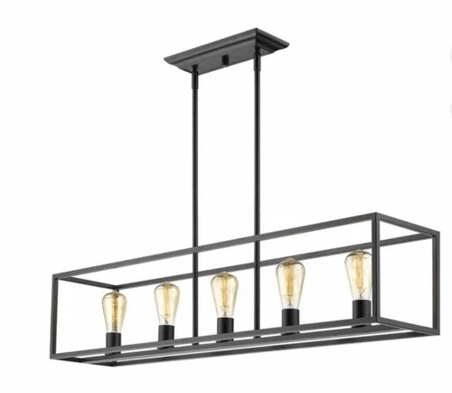 Golden Lighting Wesson 5 Light Linear Pendant, Black - 2072-LPBLK - Picture 4 of 12