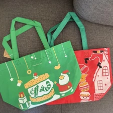 [2 pk] Christmas Gift Reusable Eco-Friendly Shopping Tote Bag | MOS Burger
