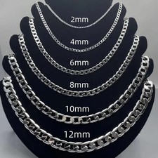 Solid 925 Sterling Silver Curb Chain Necklace...