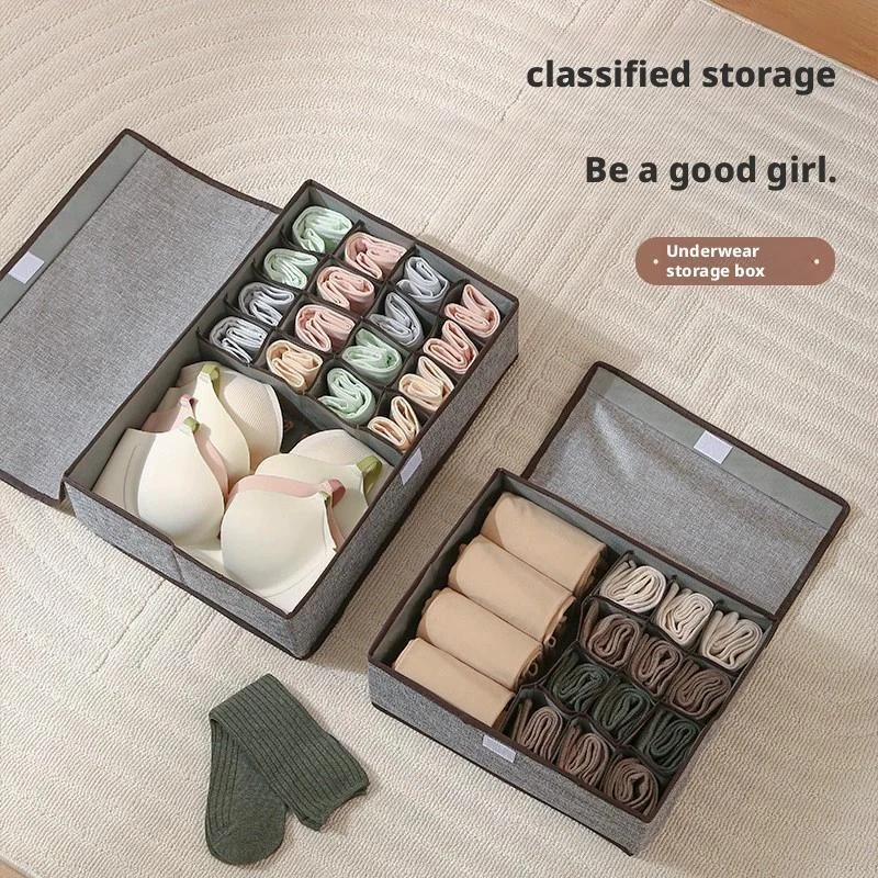 Underwear Storage Box Foldable Fabric Organizing Bins with Compartments; D2T4 - Image 2 of 4