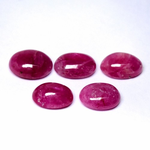 π 9.38ct 5pcs Lot Oval Cabochon Natural Reddish Purple Sapphire - Heated Gems - Picture 2 of 5