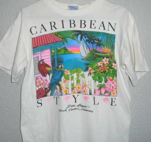 Vintage 1990s Caribbean Beach Surf T Shirt Made USA Medium