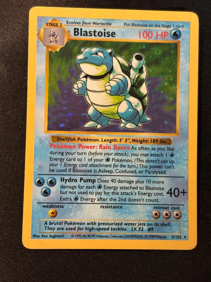 Blastoise Base Set 002/102 Shadowless Unlimited Edition Holo Card MP - Image 2 of 4