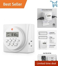Indoor Digital Timer Outlet Dual 8 On/Off Programs 15A Light Fan Switch