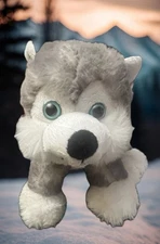 Dollibu Husky PlushStuffed Animal Toy Grey and White w/blue eyes  Soft Toy W/Tag