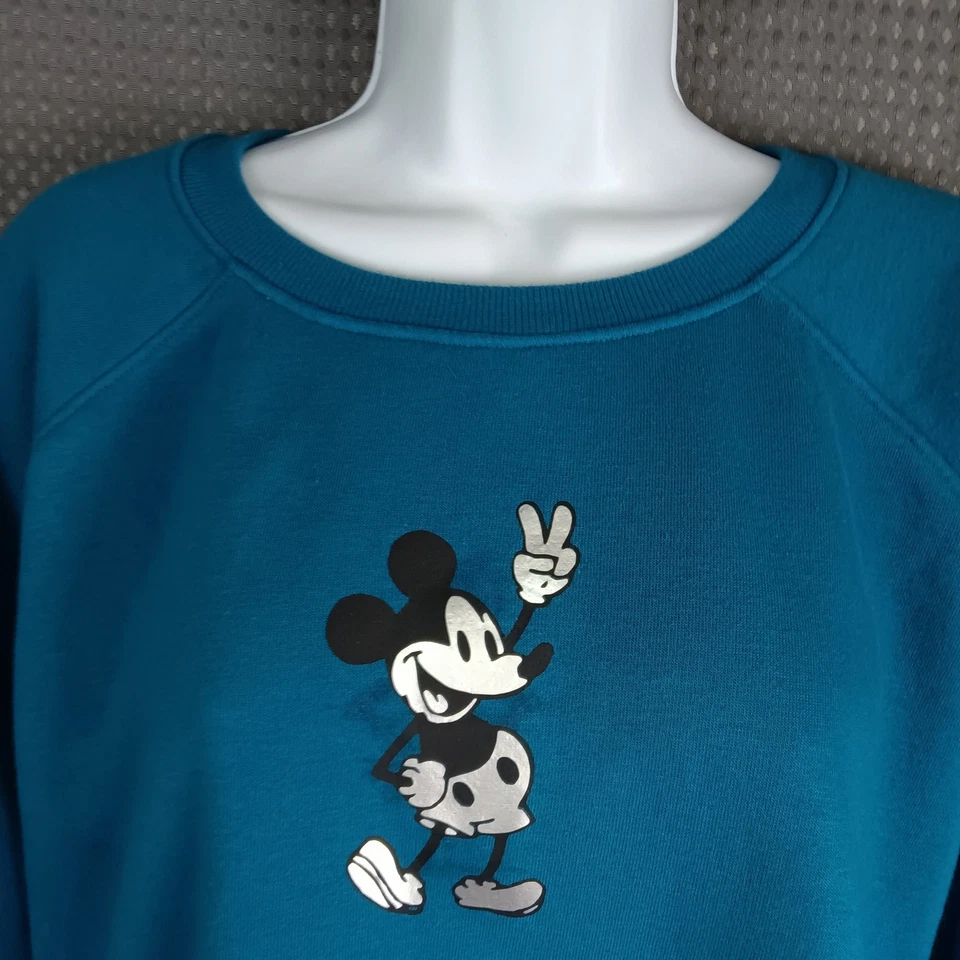 Sudadera gráfica Athletic Works Mickey Mouse para mujer XL (16-18) verde azulado cuello redondo Foto 3 de 4