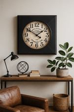 Orologio da Parete Industriale Vintage in Metallo Brunito 60x60cm – Replica d’Ep