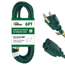 HONDERSON 6FT Outdoor Extension Cord 16/3 SJTW Green 3 Prong Grounded
