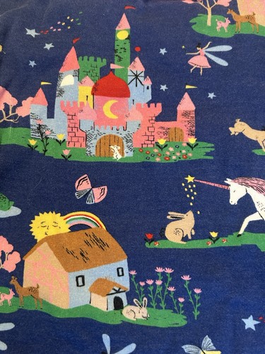 HANNA ANDERSSON ORGANIC LONG JOHNS PAJAMAS PRINCESS CASTLE BLUE PINK SIZE 10 - Picture 6 of 12