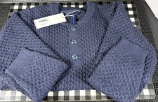 Janie and Jack Boys Size 6 Textured Knit Sweater With 3 Buttons-Navy Blue NWT