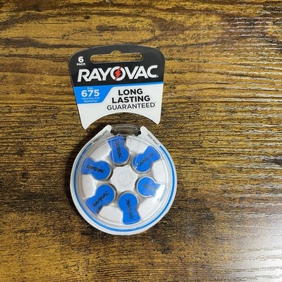 Brand New in Package - 6 Pack Rayovac Size 675 Hearing Aid Batteries 3/26