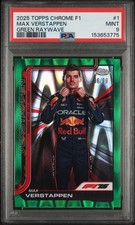 2025 TOPPS CHROME FORMULA 1 GREEN RAYWAVE #1 MAX VERSTAPPEN 96/99 PSA 9
