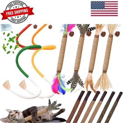 Cat Toys 12PCS Toy for Indoor Kitten Toys Cat Chew Stick for Dental Cleaning ...