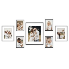 7-Piece Deluxe Black Aluminum Contemporary Picture Frames with Tempered Glass...