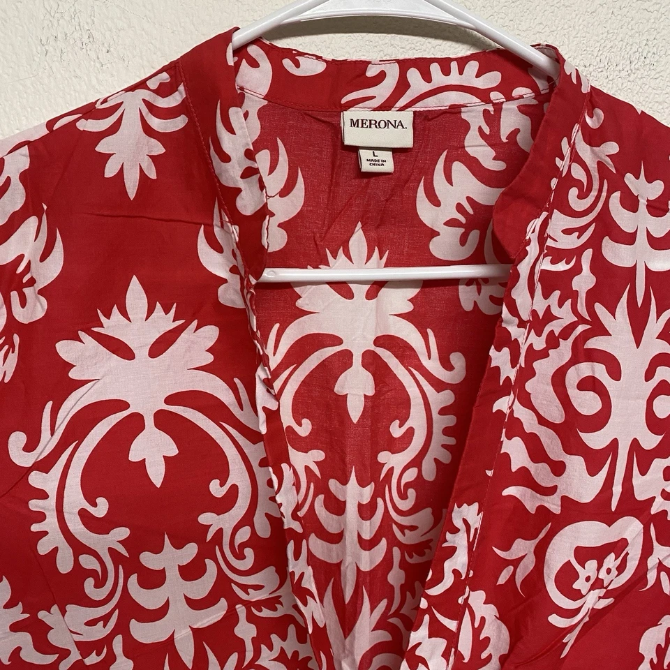 Vestido de natación Merona para mujer L rosa blanco cuello en V manga 3/4 nuevo sin etiquetas Foto 3 de 4